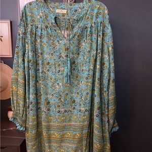 NATURAL LIFE Teal Floral Tassel-Tie Midi Dress is Preloved